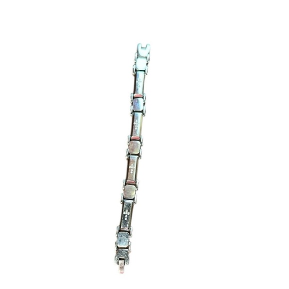 Stainless Silver and Rhinestone Cross’s8”Men’s Bracelet